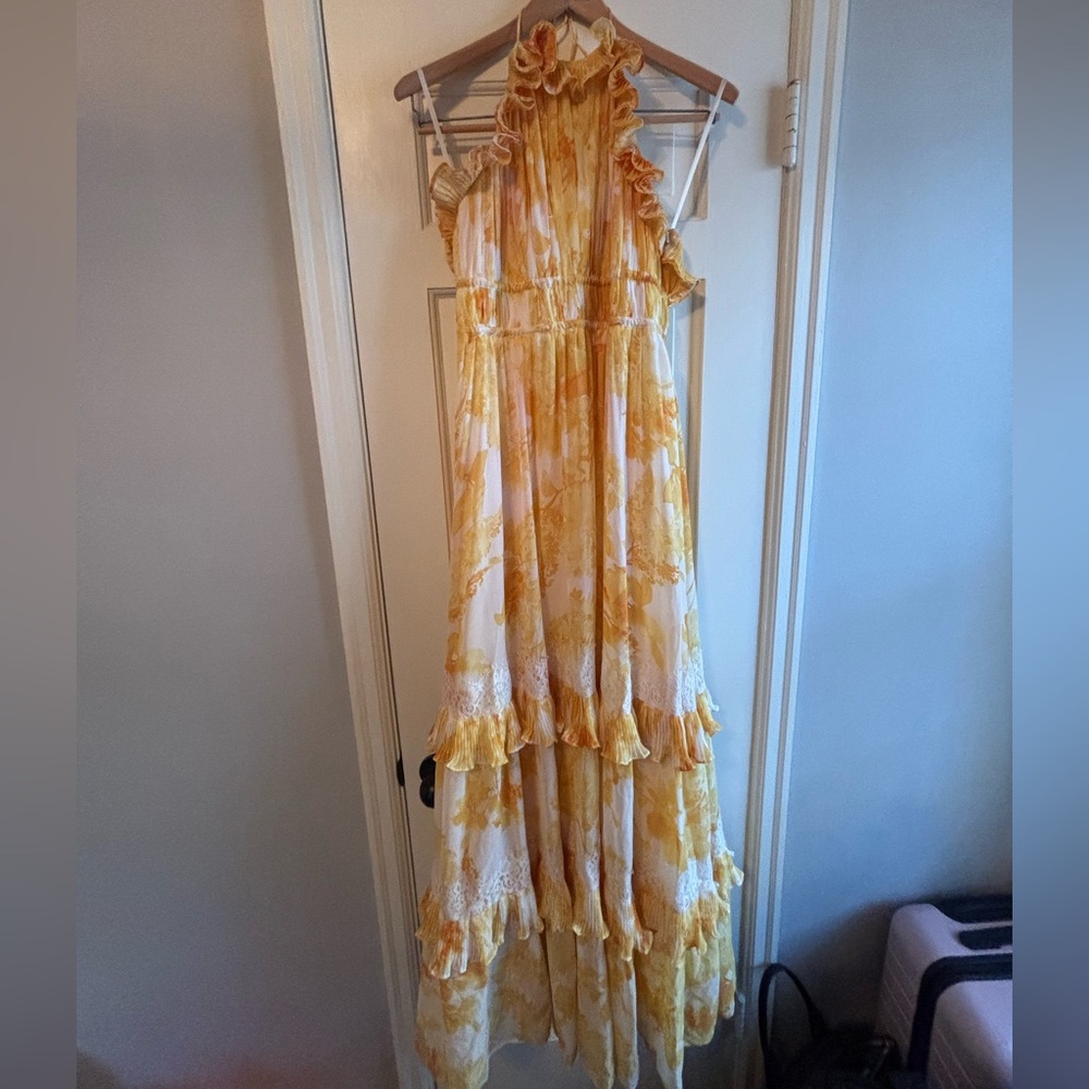 BHLDN Yellow and White Floral Maxi Dress